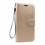 Wholesale iPhone 6 Plus 5.5 Folio Flip Leather Wallet Case with Strap (Champagne Gold)